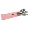 Couverts nomades Cookut Nabu en inox + pochette en coton rose - Visuel 0