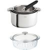 3 casseroles amovibles Casteline + Poignée Mutine Noire + cuit vapeur - Visuel 0
