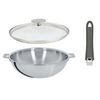 Wok inox Casteline 30cm + poignée Mutine 2.0 grise + couvercle Platine - Visuel 1