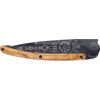 Couteau de poche tatoué bois lame noire viking - Visuel 1