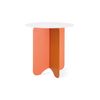 Table en métal bicolore orange et blanc diamètre 40,5cm hauteur 43,5cm