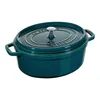 Cocotte ovale en fonte bleue La Mer Majolique 37 cm - Visuel 0