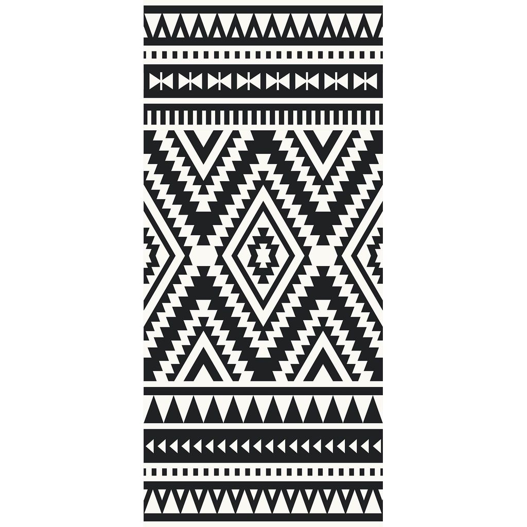 Tapis vinyle Ikat N&B 49,5 x 83 cm - Visuel 0