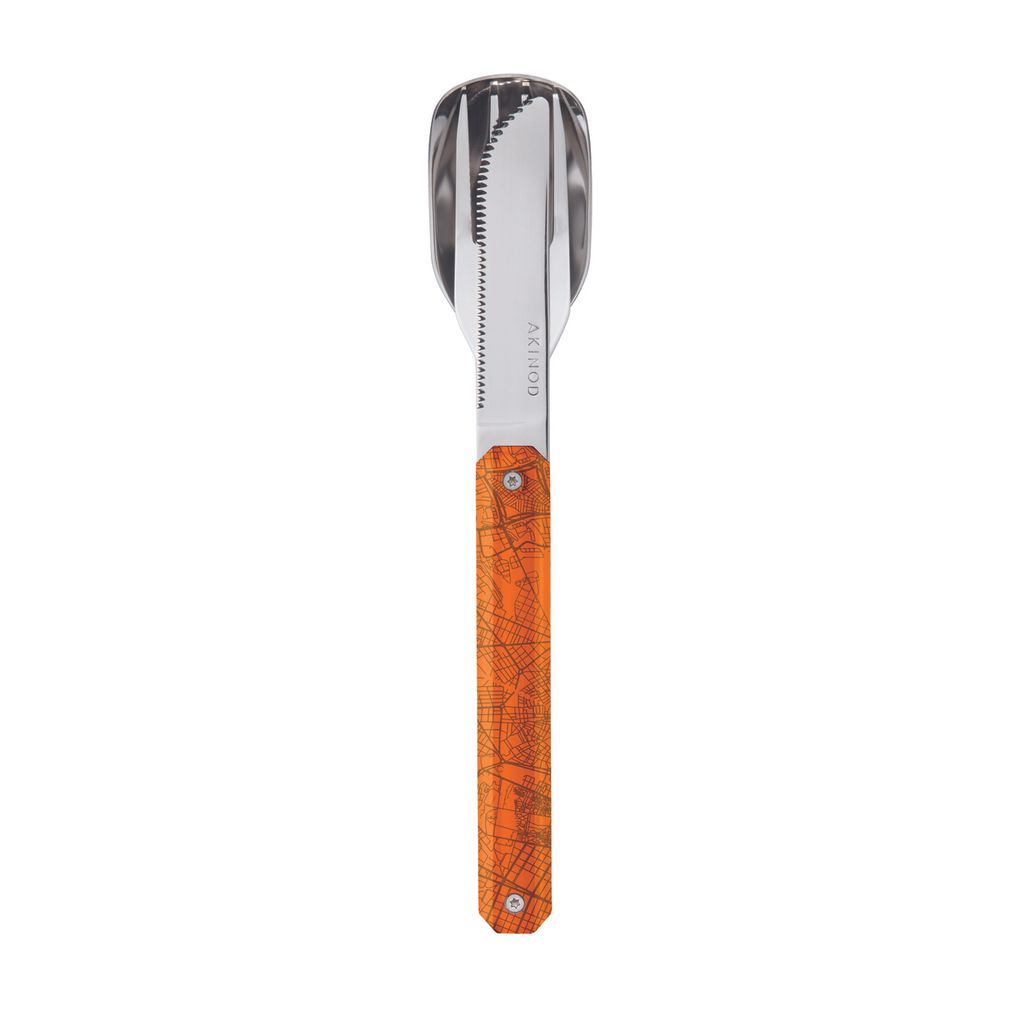 Couverts 12H34 aimanté AKINOD couteau/fourchette/cuillère orange - Visuel 0