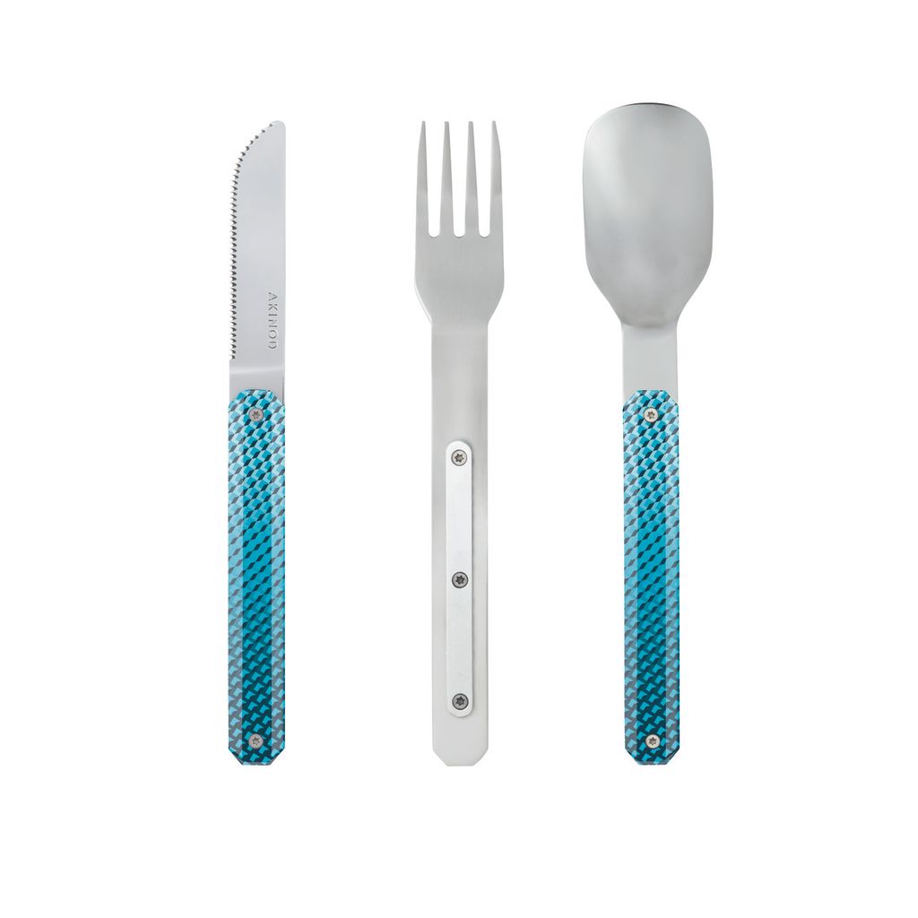 Couverts droits aimantés 12h34 Mosaïque bleue - Visuel 2