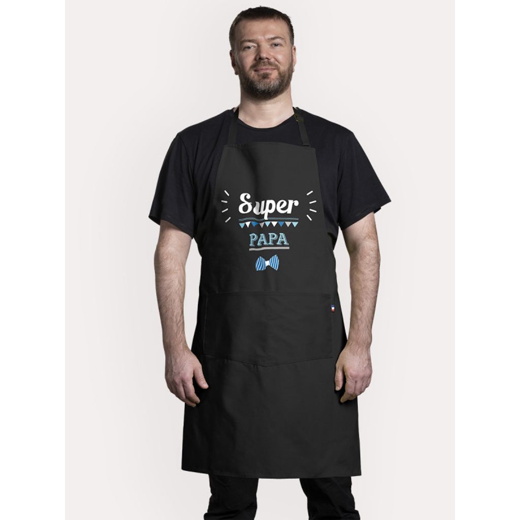 Tablier Adulte SUPER PAPA noir - Visuel 1
