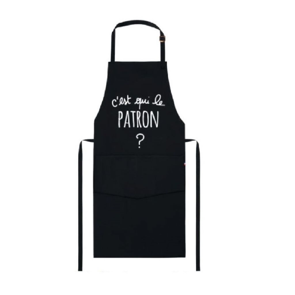 Tablier adulte C'est qui le patron? noir - Visuel 0