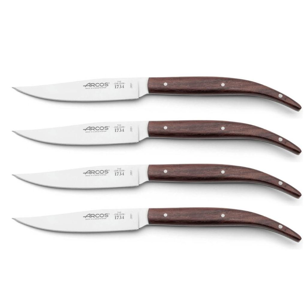 Coffret 4 couteaux à steak THE ORIGIN 1734 manche bois palissandre 11 cm lisse - Visuel 0