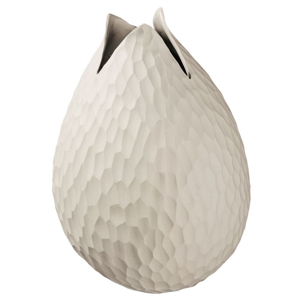 Vase Carve crème H. 22 cm - Visuel 0