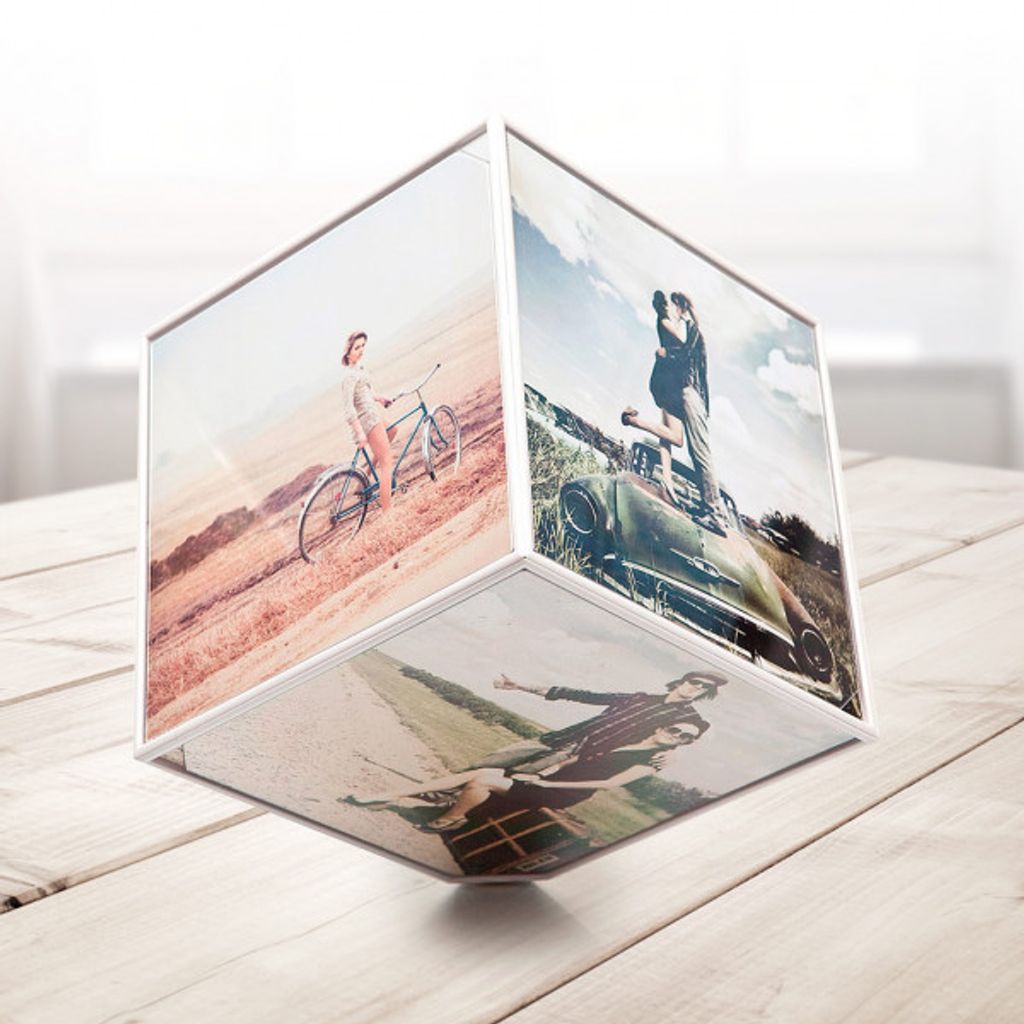 Cadre Photo Cube Rotatif 6 vues 15 x 15 cm