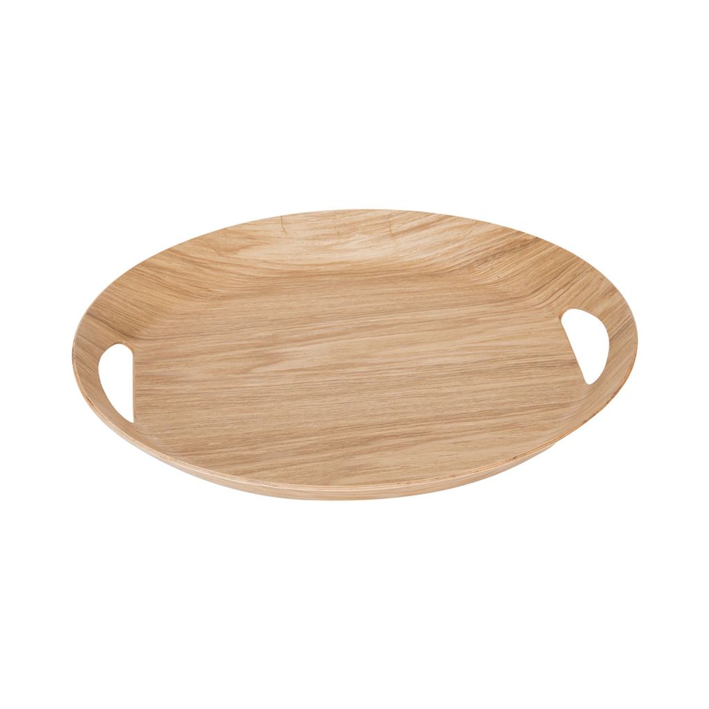 Plateau ovale en bois naturel 46 x 41 cm - Visuel 1