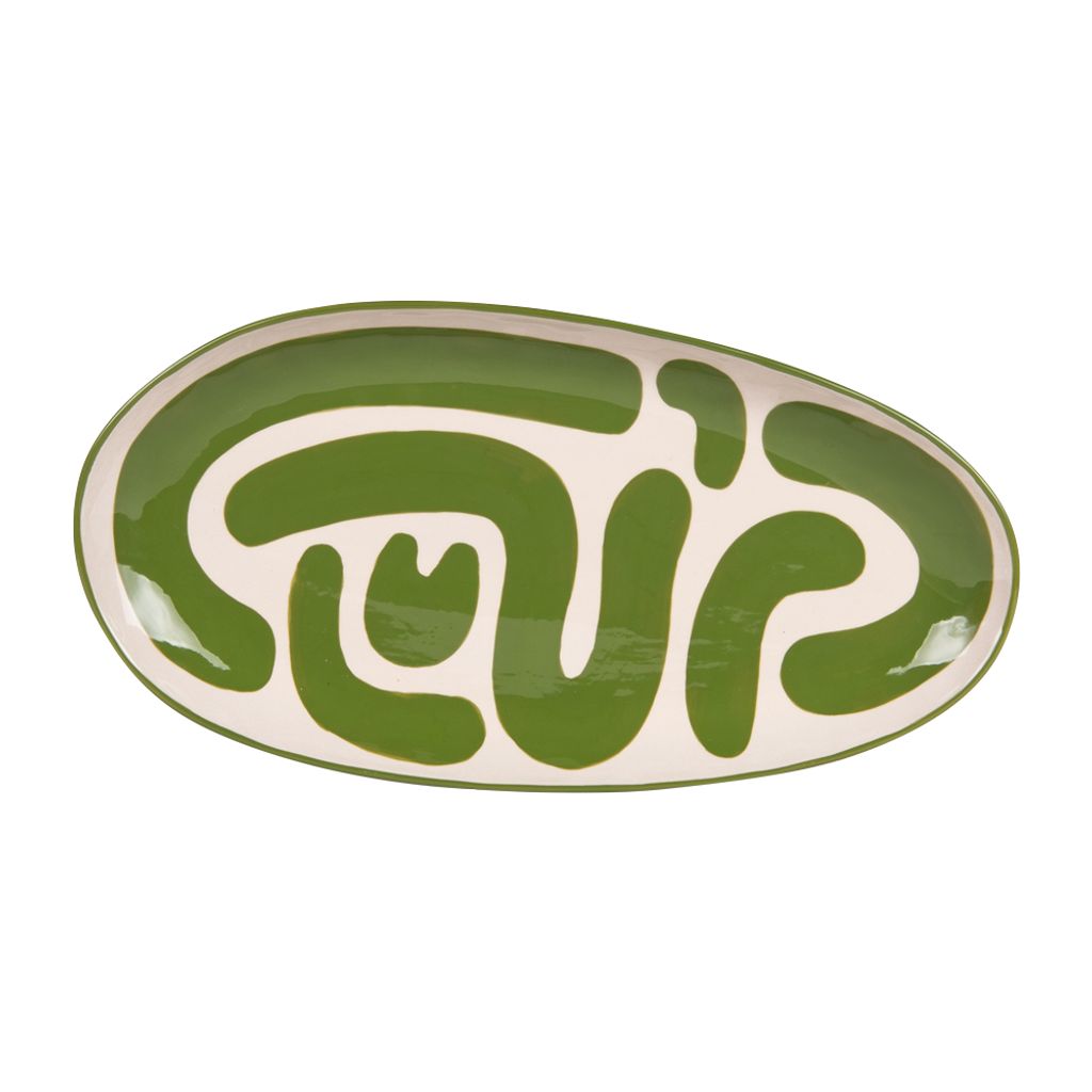 Plat ovale Lulli vert 41x21cm - Visuel 0