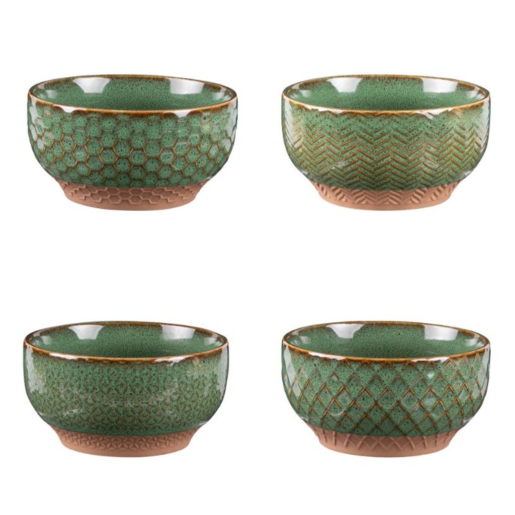 Coffret de 4 coupelles Jaspe 12 cm vert - Visuel 0