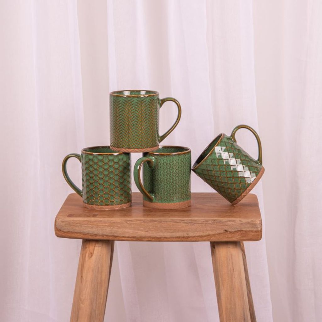 Coffret de 4 mugs Jaspe 35 cl vert - Visuel 1