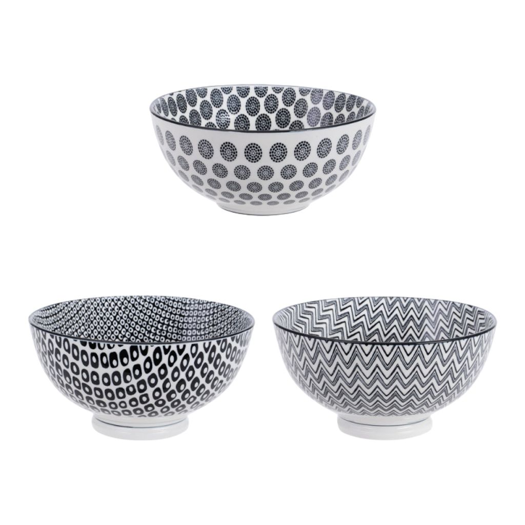 Bol Makaha 15 Cm - Lot De 3 En Porcelaine Bleu Et Blanc - 5
