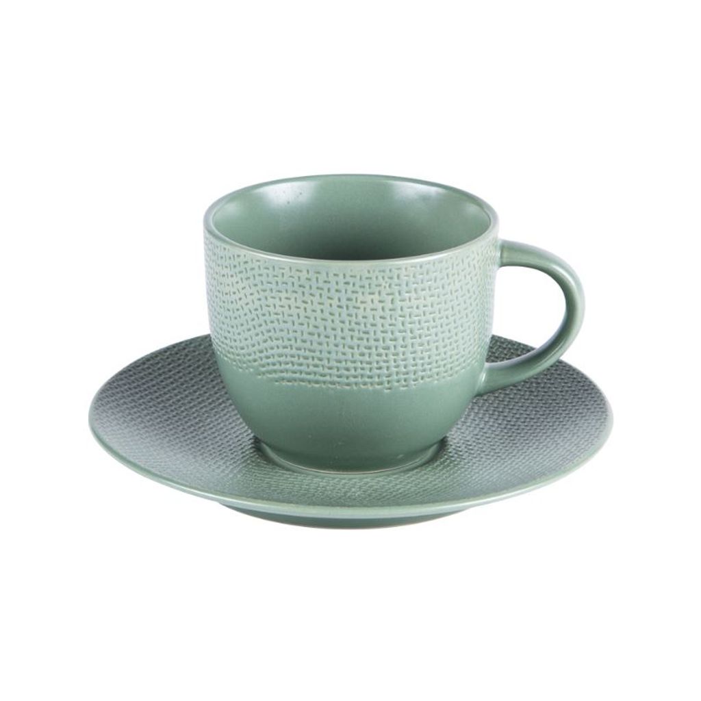 Tasse thé 22 cl + soucoupe VESUVIO sauge - Visuel 0