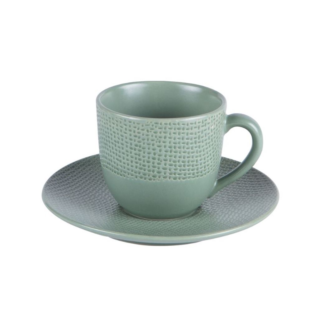 Tasse café 12 cl + soucoupe VESUVIO sauge - Visuel 0