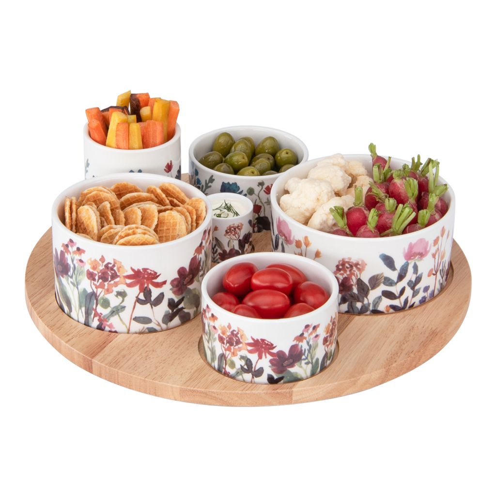 Plateau apéritif sur socle tournant avec 4 bols – Collection Marina
