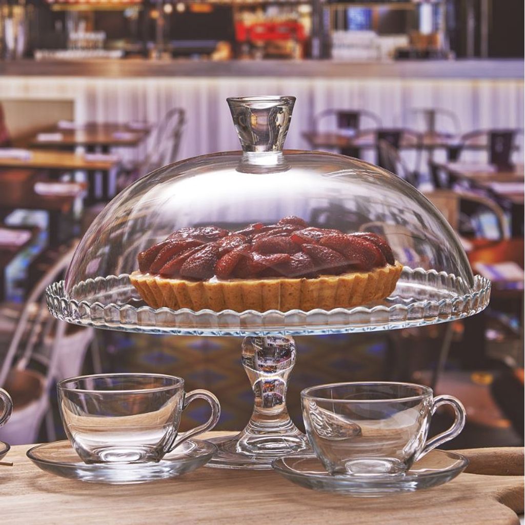 Plat à gâteau + cloche H 28 cm - Visuel 1