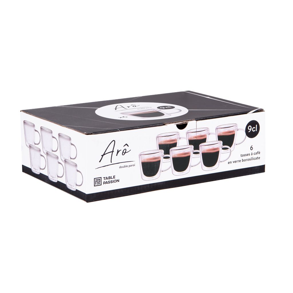 6 TASSES A CAFE DOUBLE PAROI. ARÔ 9CL - Visuel 1