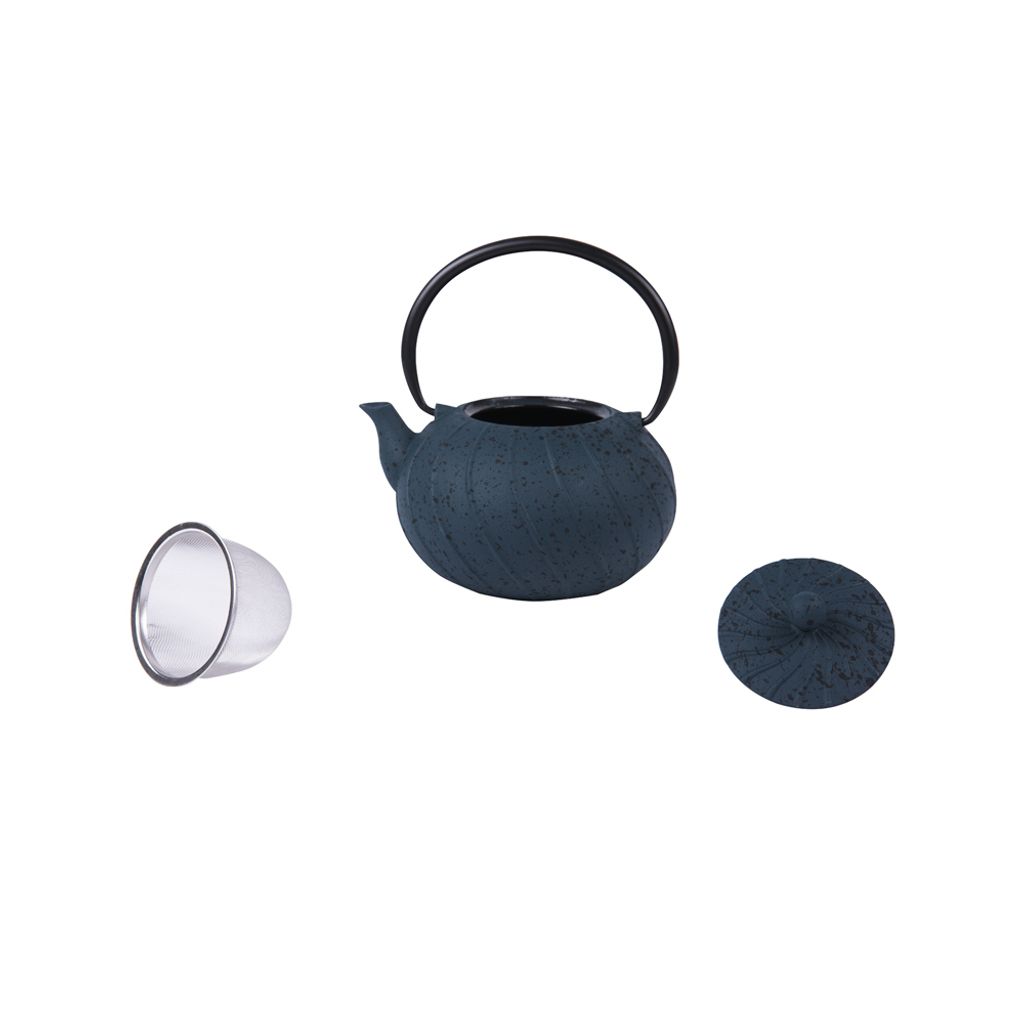 Théière en fonte spirale 1,2 L bleue - Visuel 1