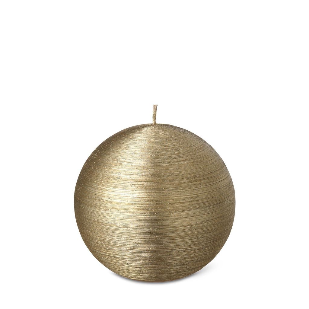 Bougie ronde striée D. 8 cm or - Visuel 0