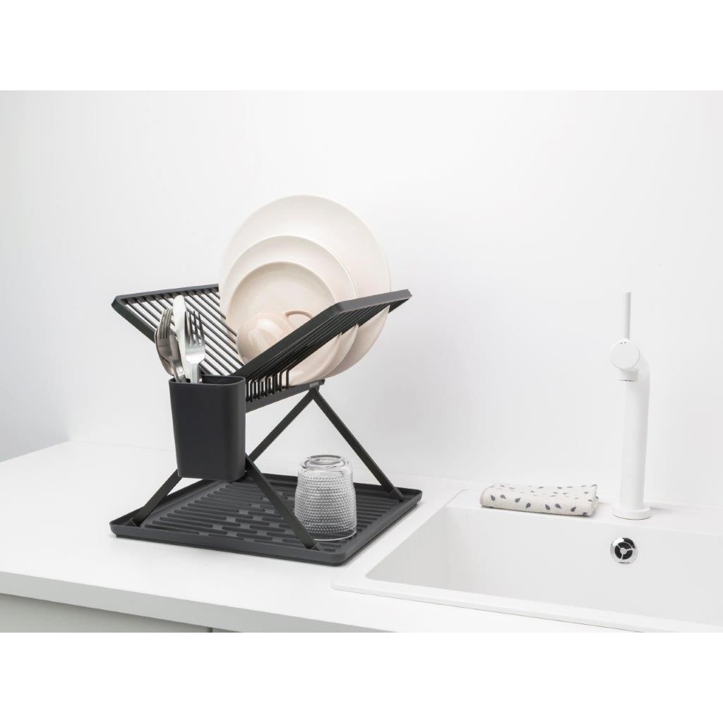 Egouttoir à vaisselle pliable 13 assiettes gris foncé - Visuel 3
