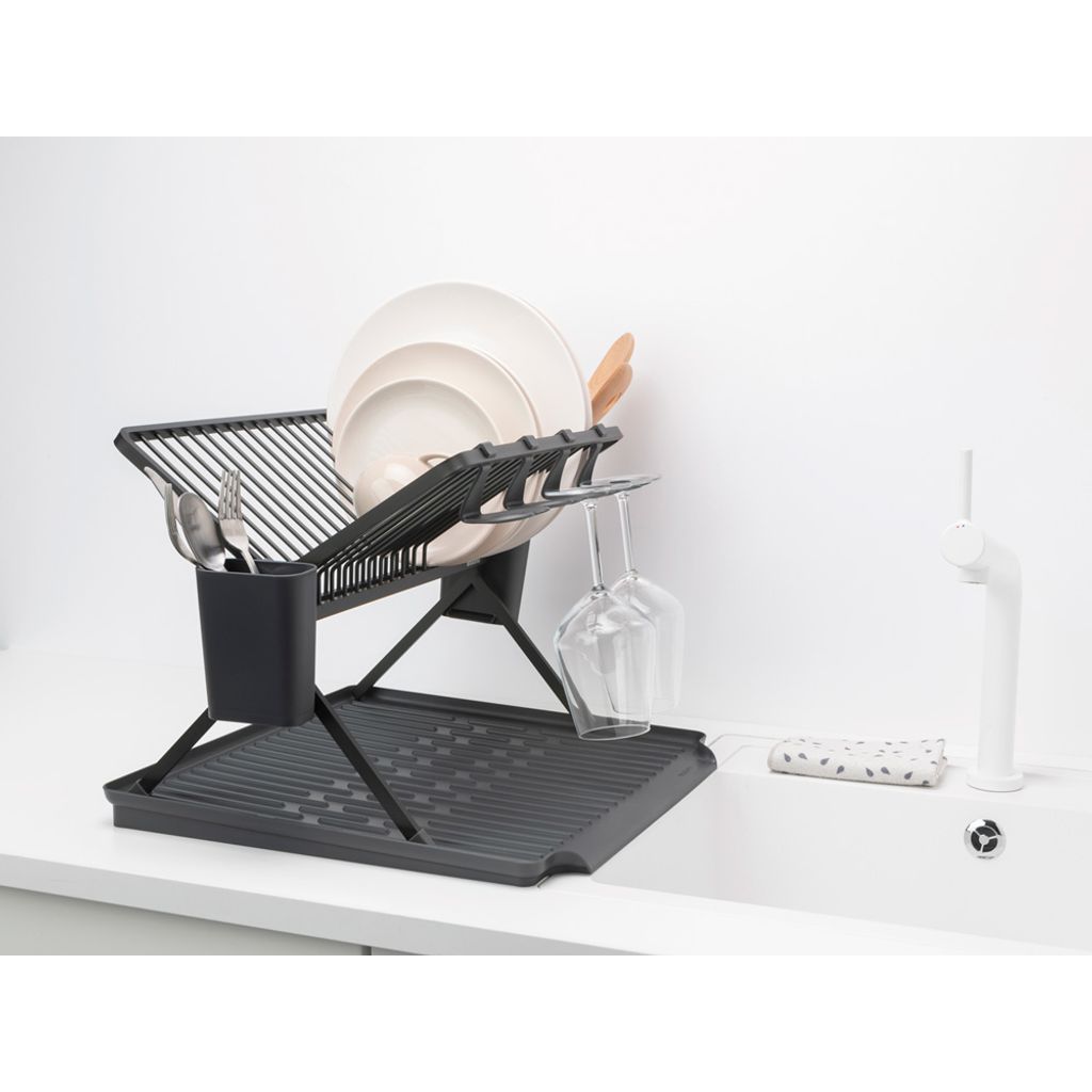 Egouttoir à vaisselle pliable 17 assiettes gris foncé - Visuel 3