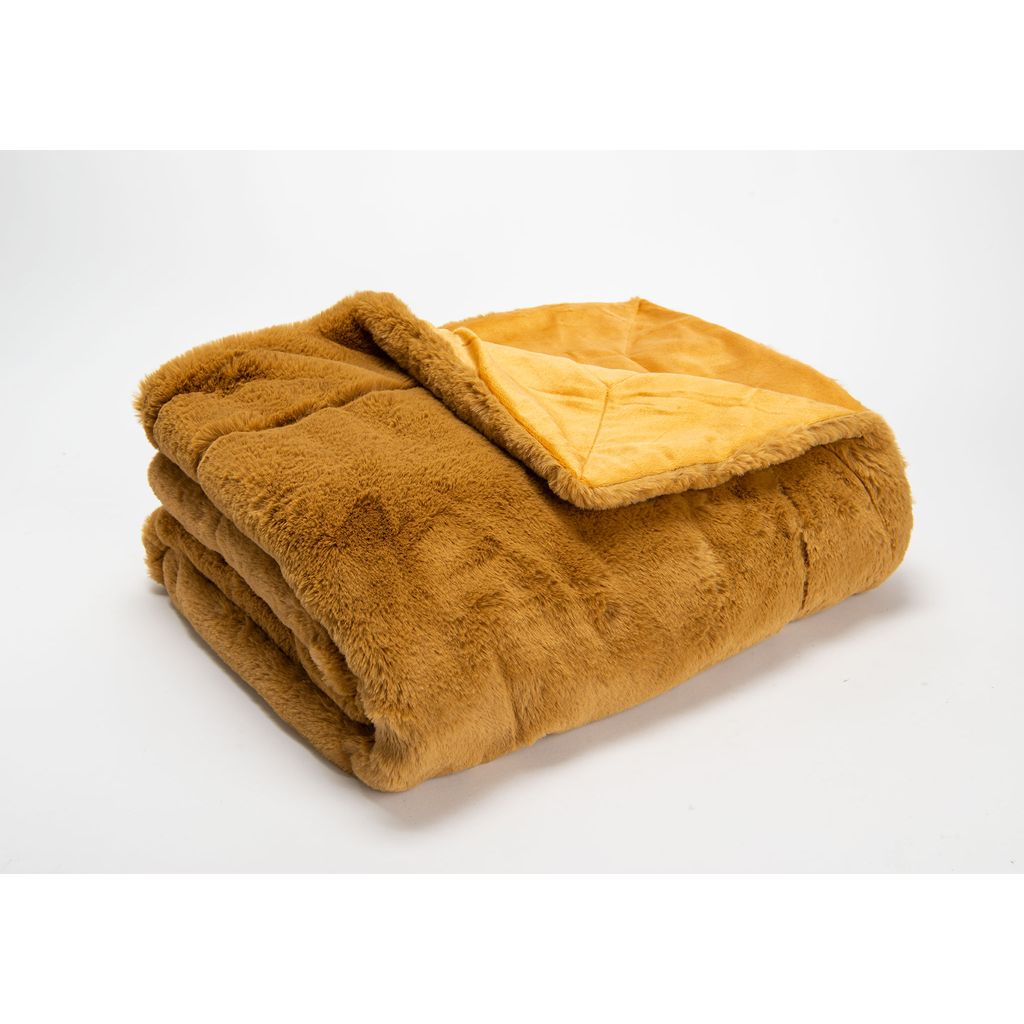 PLAID LUXE CAMEL 130x170cm - Visuel 0