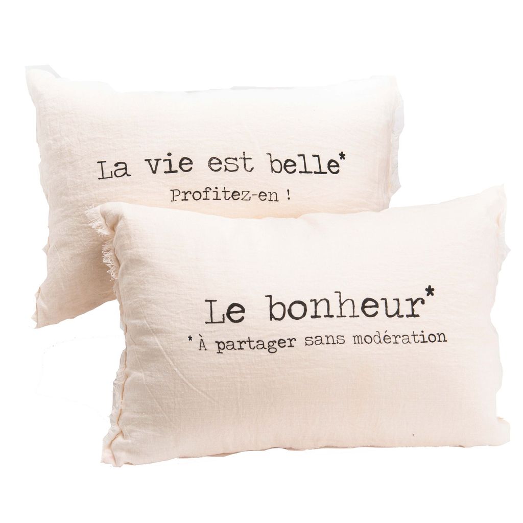 Coussin lin La vie est belle - Ambiance & Styles