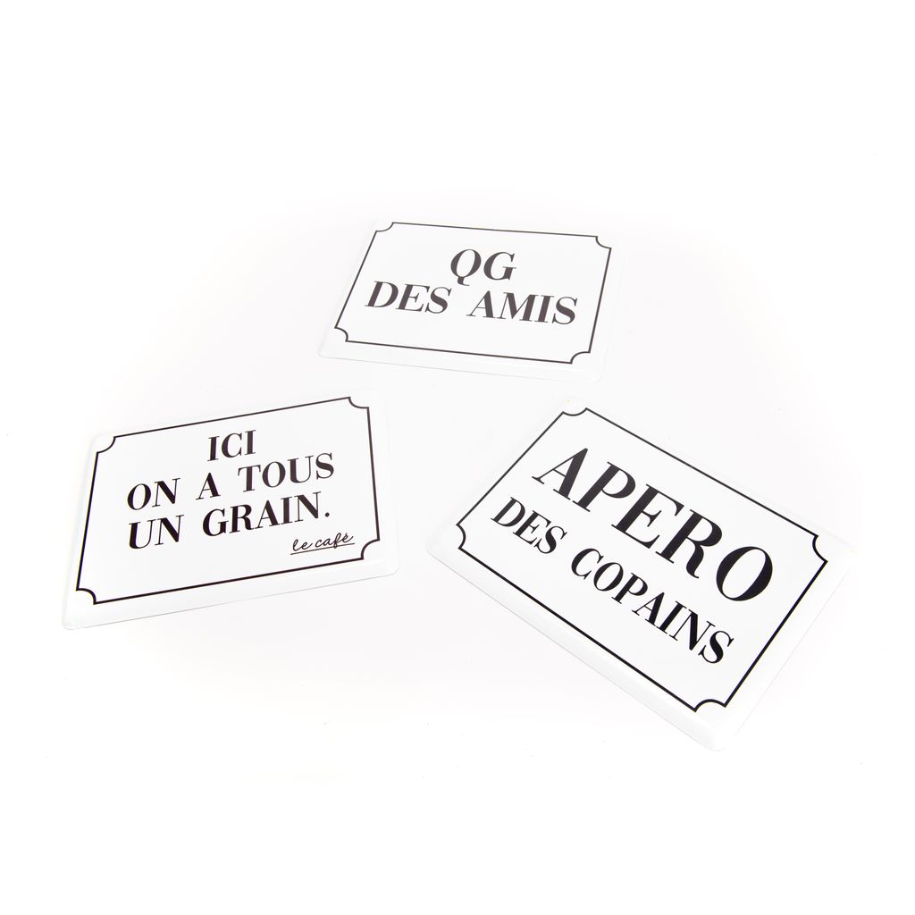 Lot de 3 plaques métalliques décoratives QG Blanc - Visuel 0