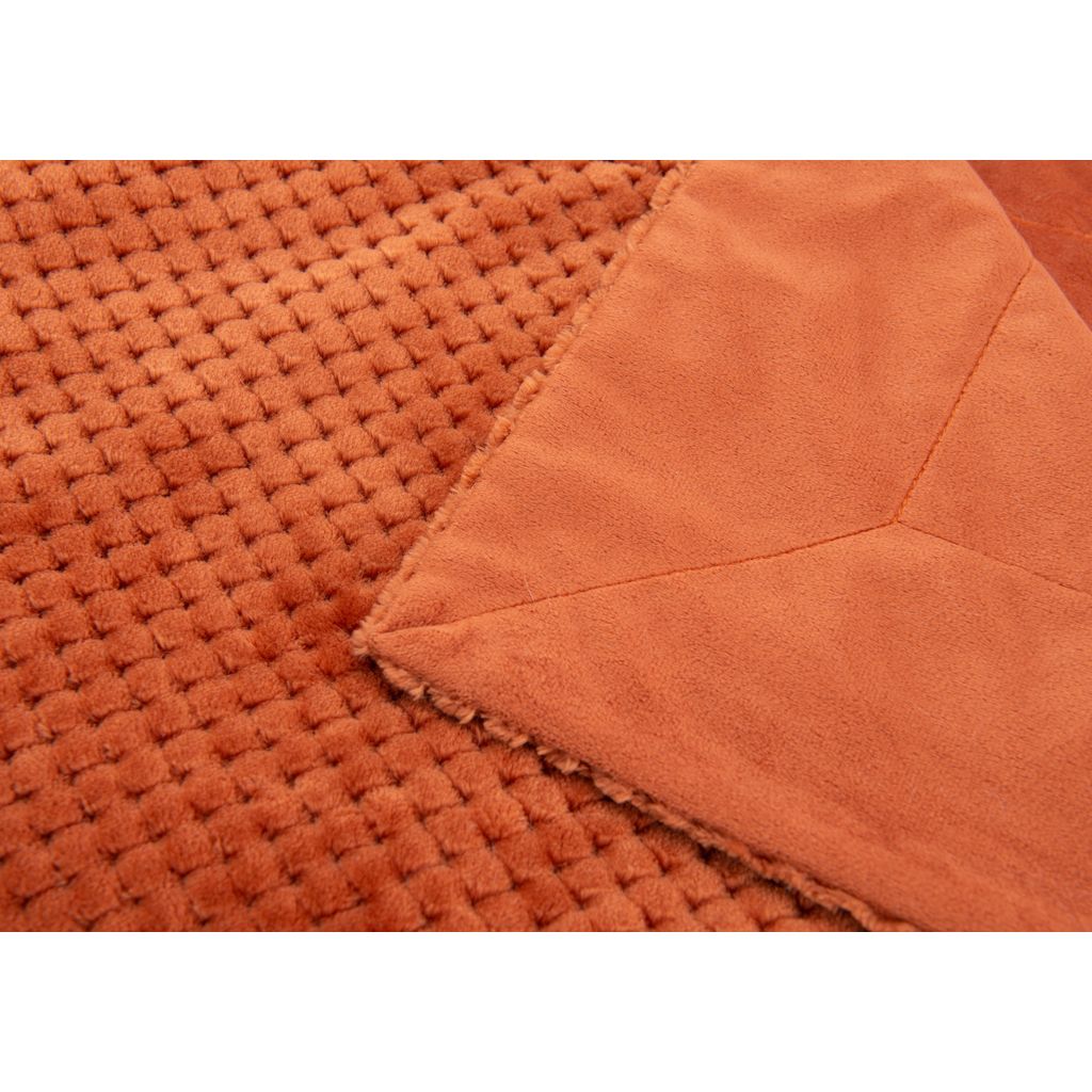Plaid Damier terracotta 130 x 170cm - Visuel 1