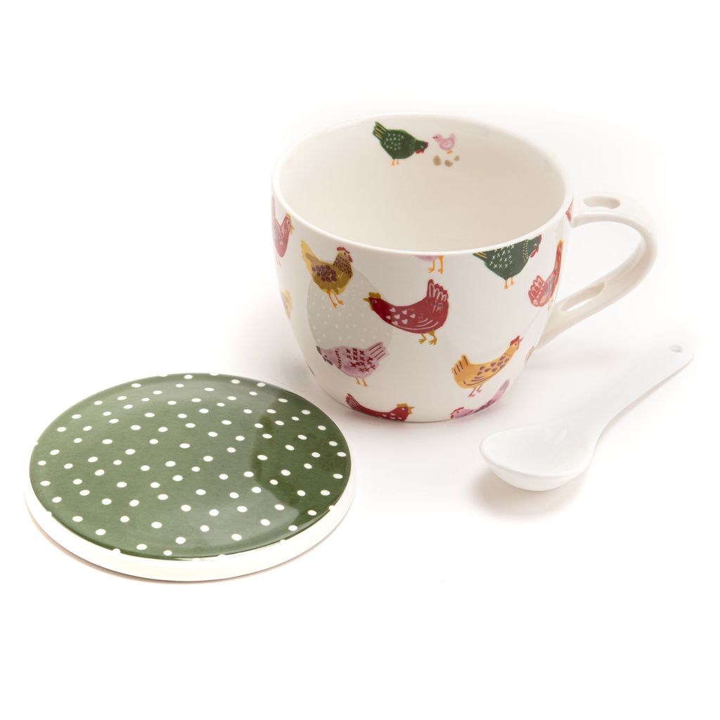 Bol à Soupe En Céramique Bleue Avec Couvercle Et Cuillère Dans Une Boîte Cadeau 400 Ml | Cuisine Champêtre Chic | Rustique | Petit Déjeuner Déjeuner Dîner - France