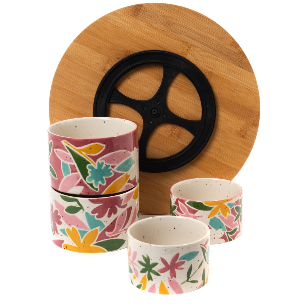 Plateau En Mélamine Pour Apéritif Avec 4 Coupelles - Décoration Fruits - Neuf