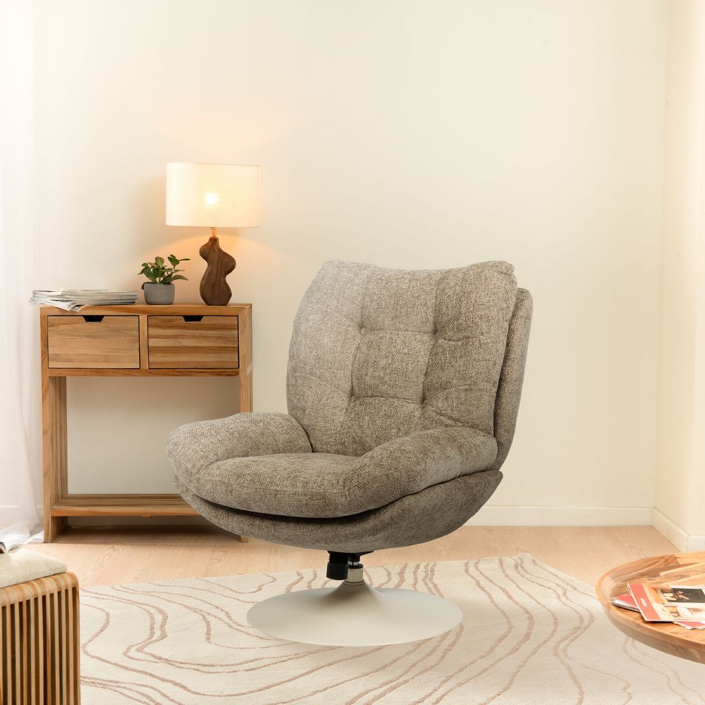 Fauteuil magnum – Taupe, pieds blancs - Visuel 4