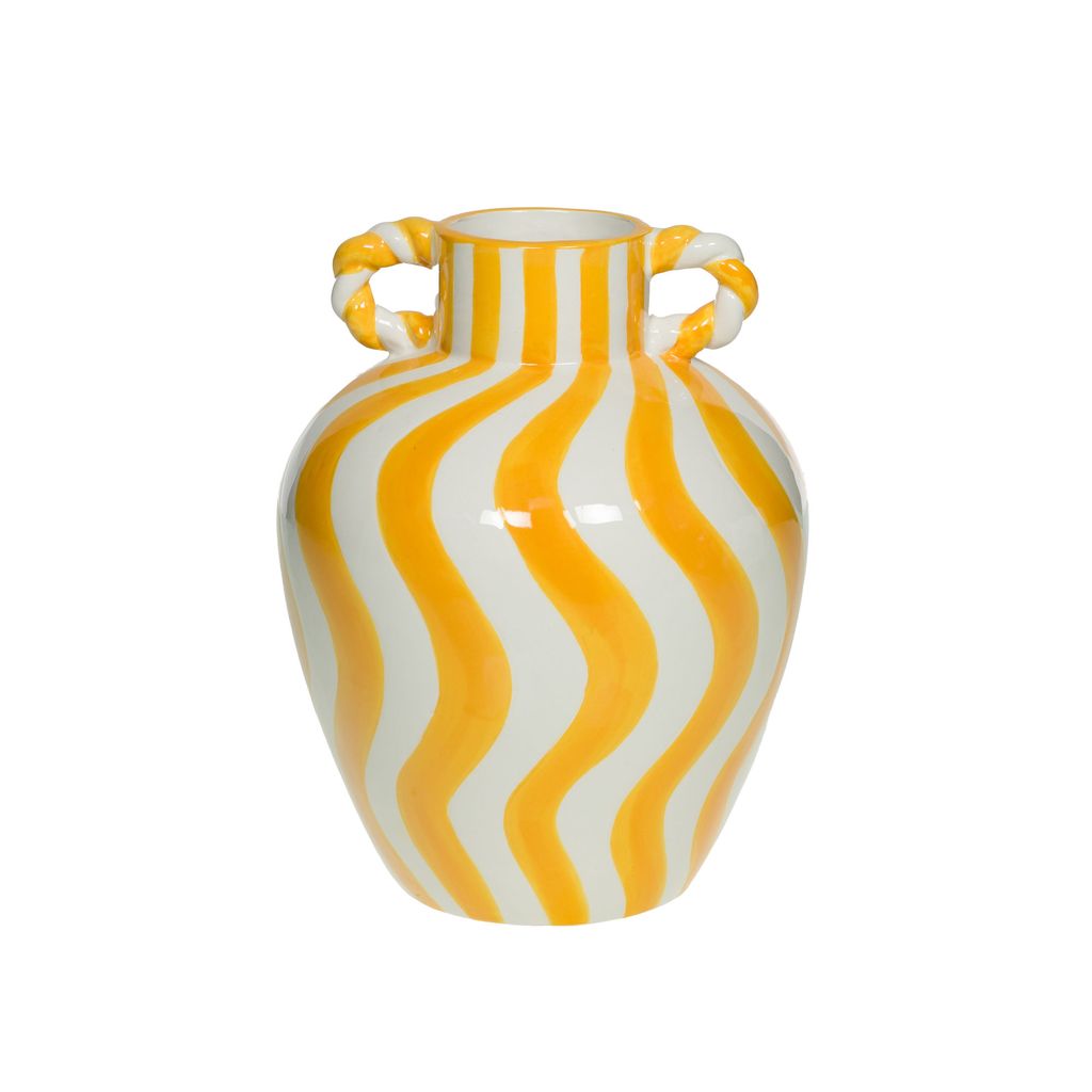 Vase céramique jaune avec anses Ilona Petit Modèle - Visuel 0