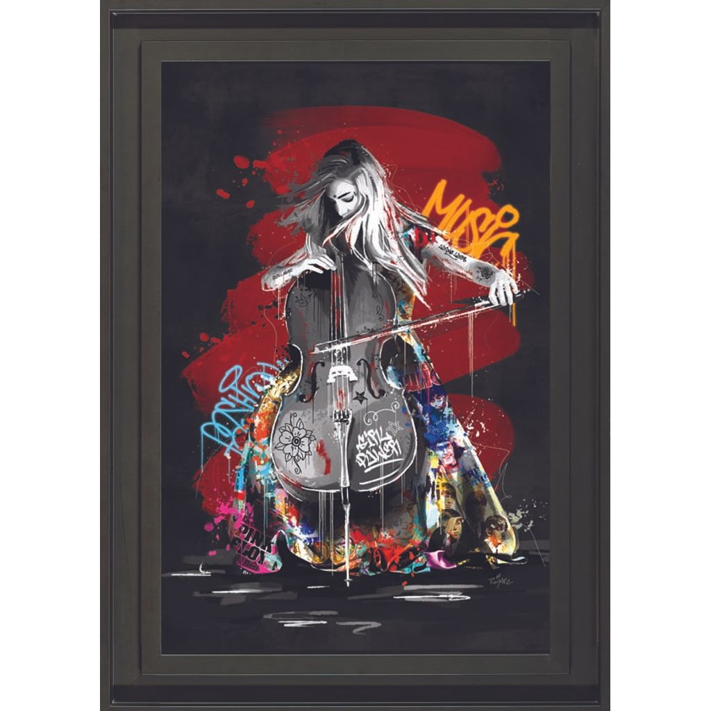 Toile encadrée la violoncelliste 40 x 60 cm - Visuel 0