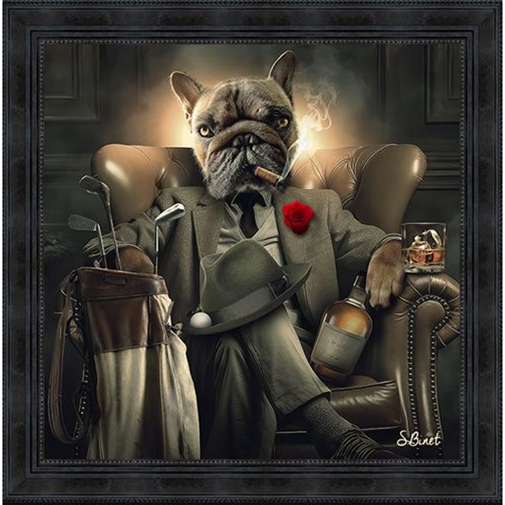 Toile Binet Bulldog Golfeur 60 x 60 cm - Visuel 0