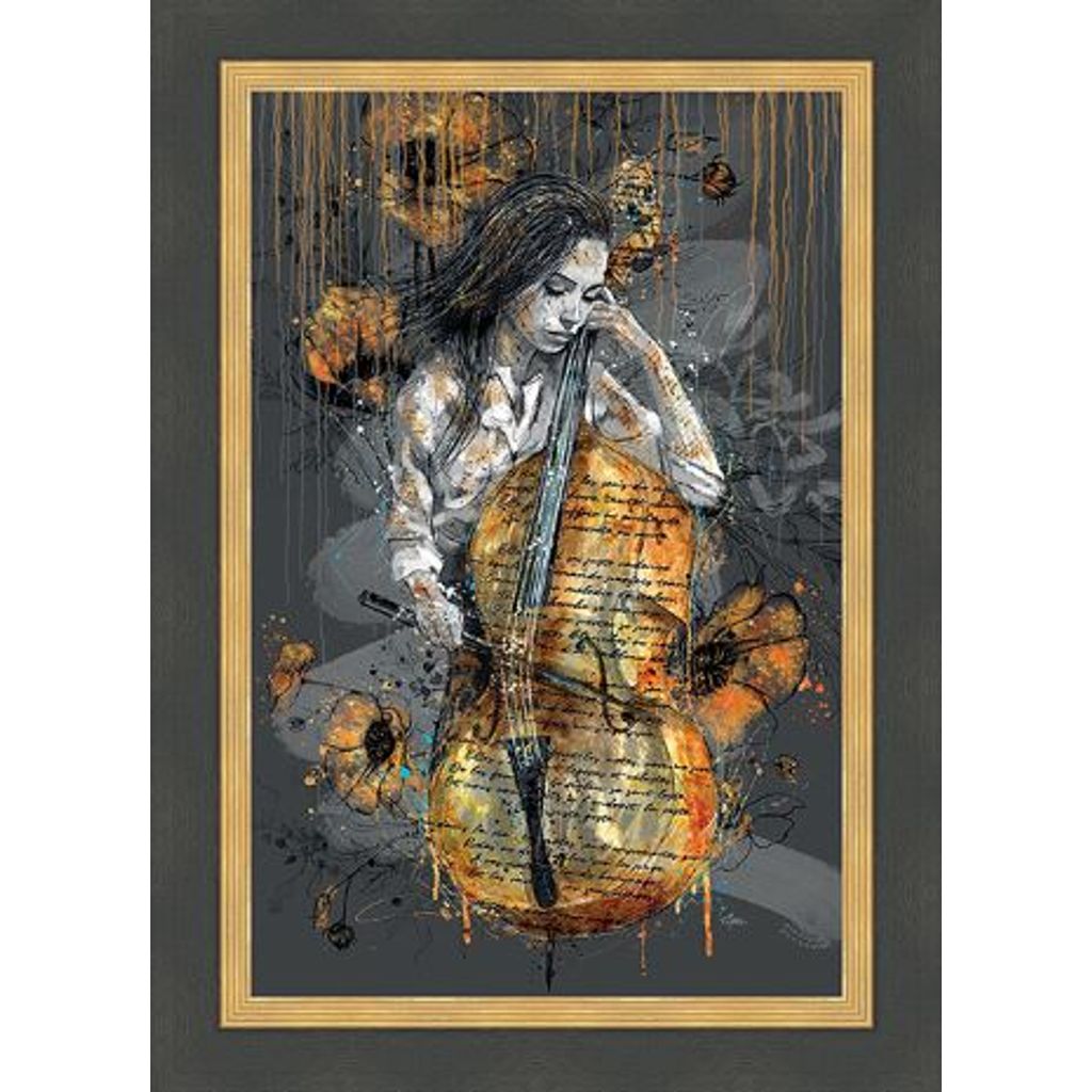 Toile Romaric La Violoncelliste doré 40 x 60 cm - Visuel 0