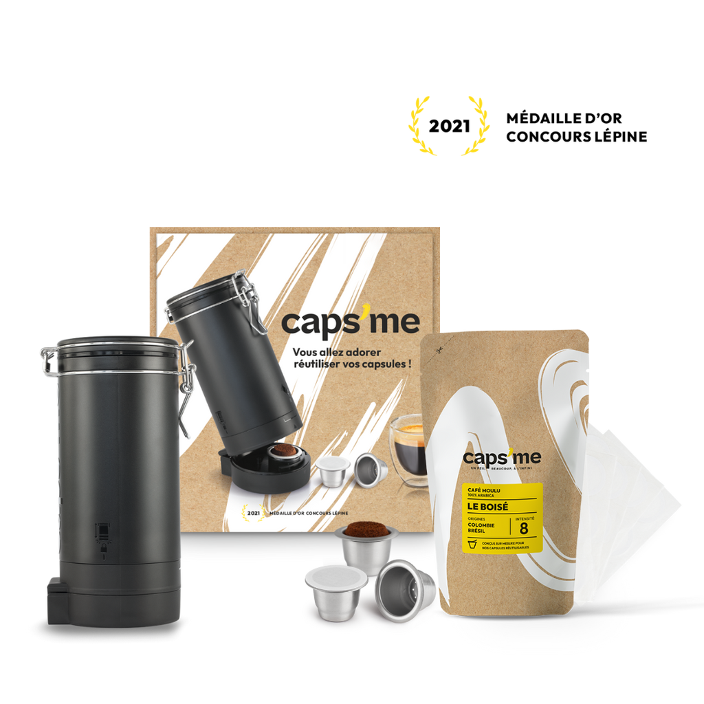 Coffret Caps Me shaker + 3 capsules réutilisables + 48 opercules + 200g de café - Visuel 4