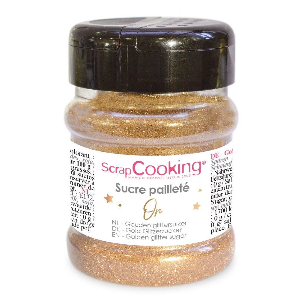 Sucre pailleté ScrapCooking - Doré - 160 g - Visuel 1
