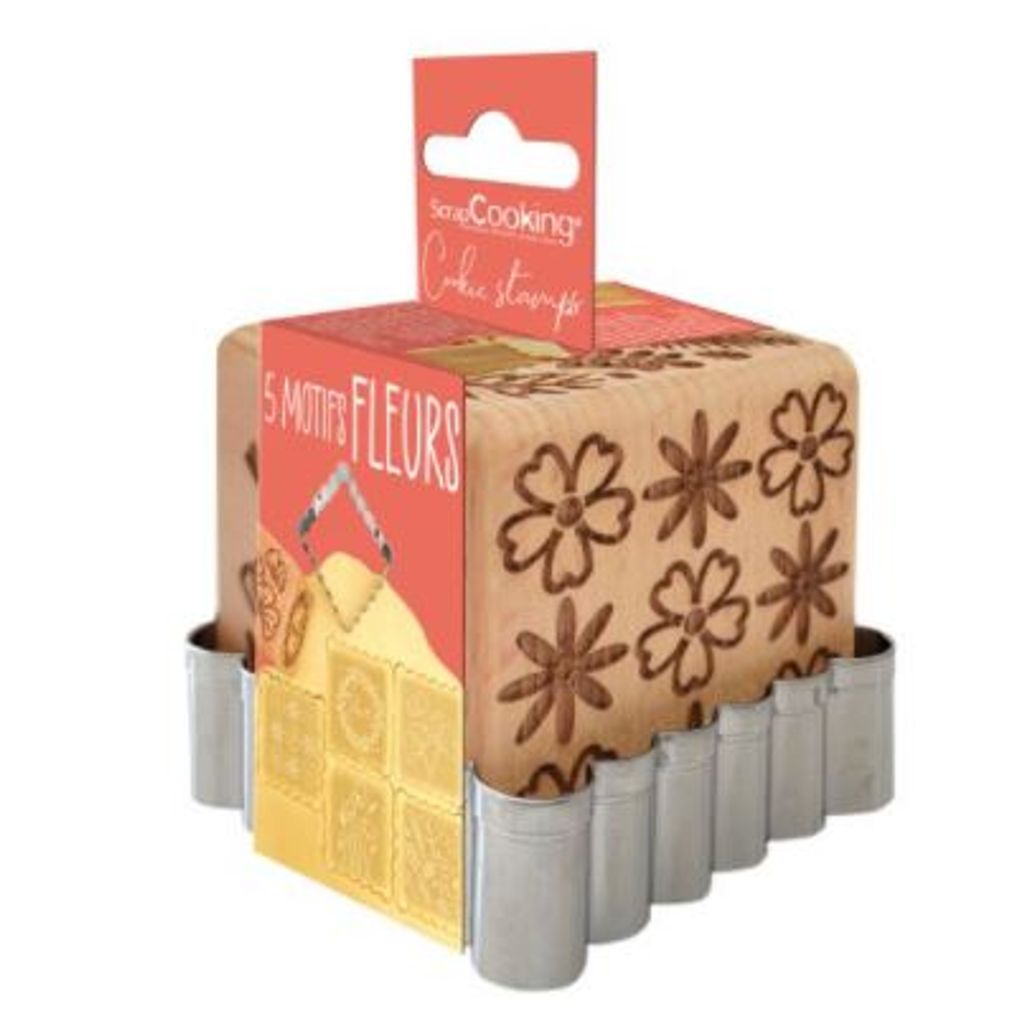 Tampon à biscuits bois flower + découpoir - Visuel 0
