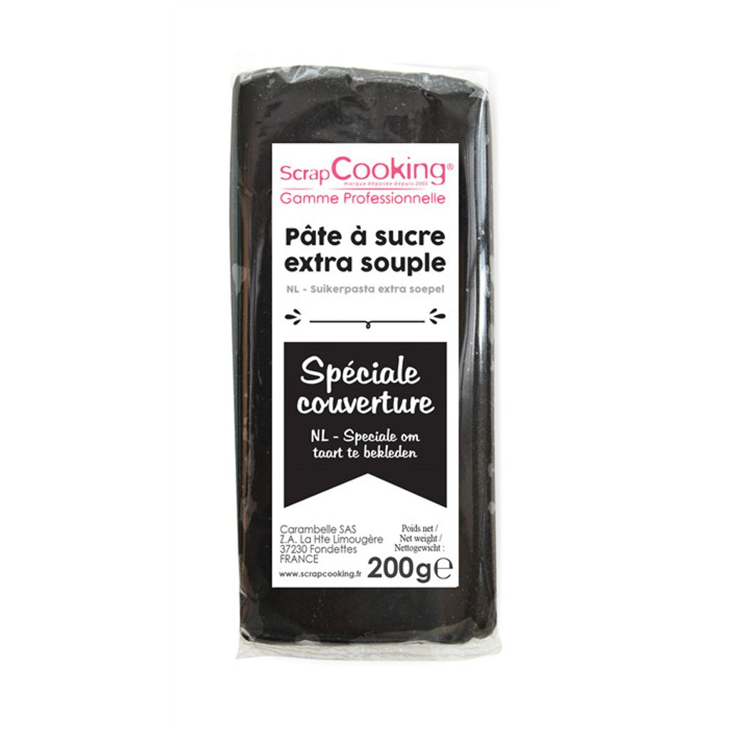 Pâte à sucre extra souple noir 200 gr - Visuel 0