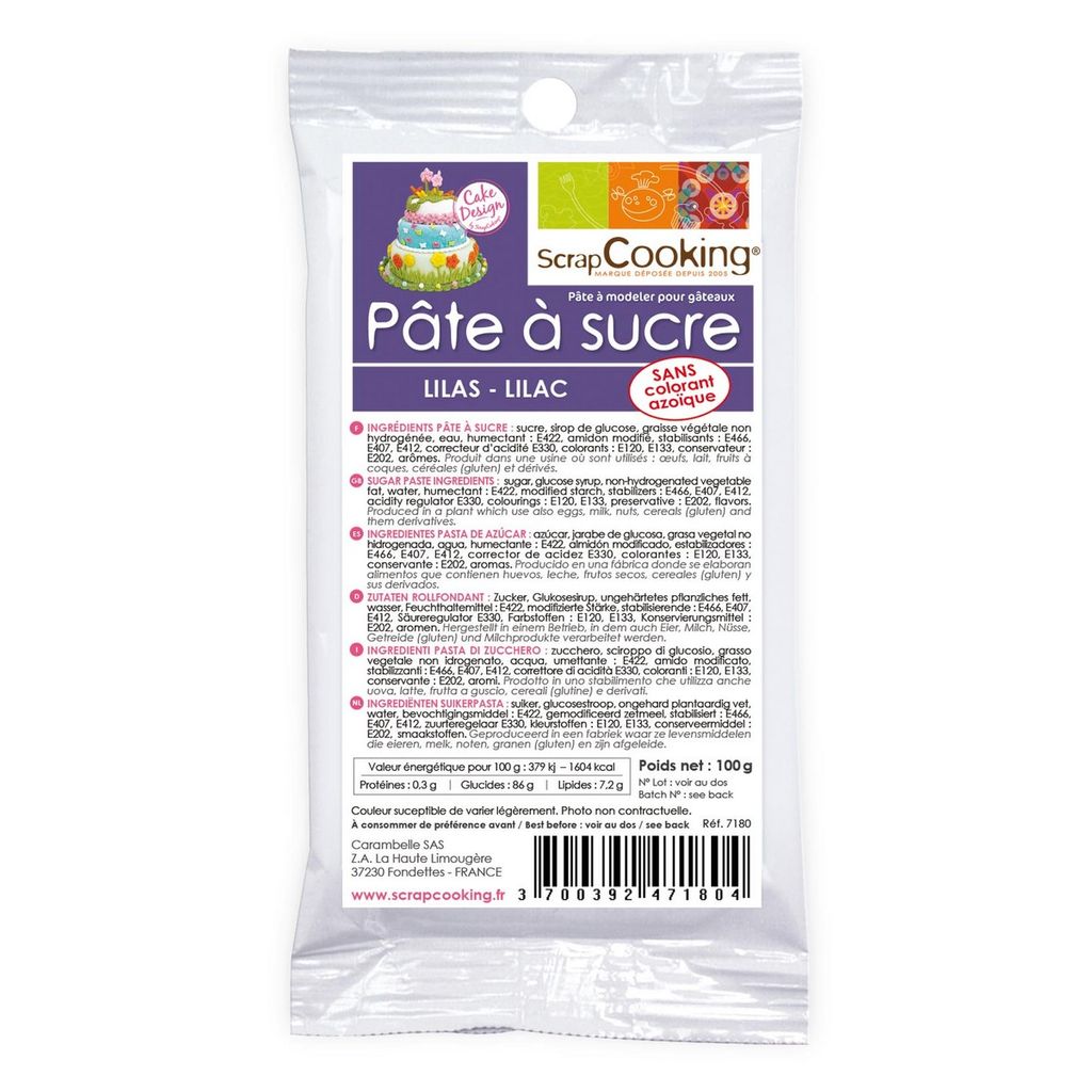Pâte à sucre de décor lilas 100g - Visuel 0