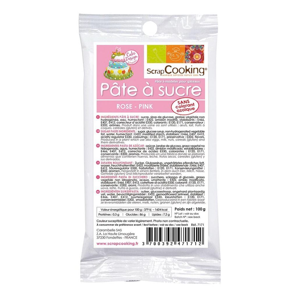 Pâte à sucre de décor rose 250g - Visuel 0