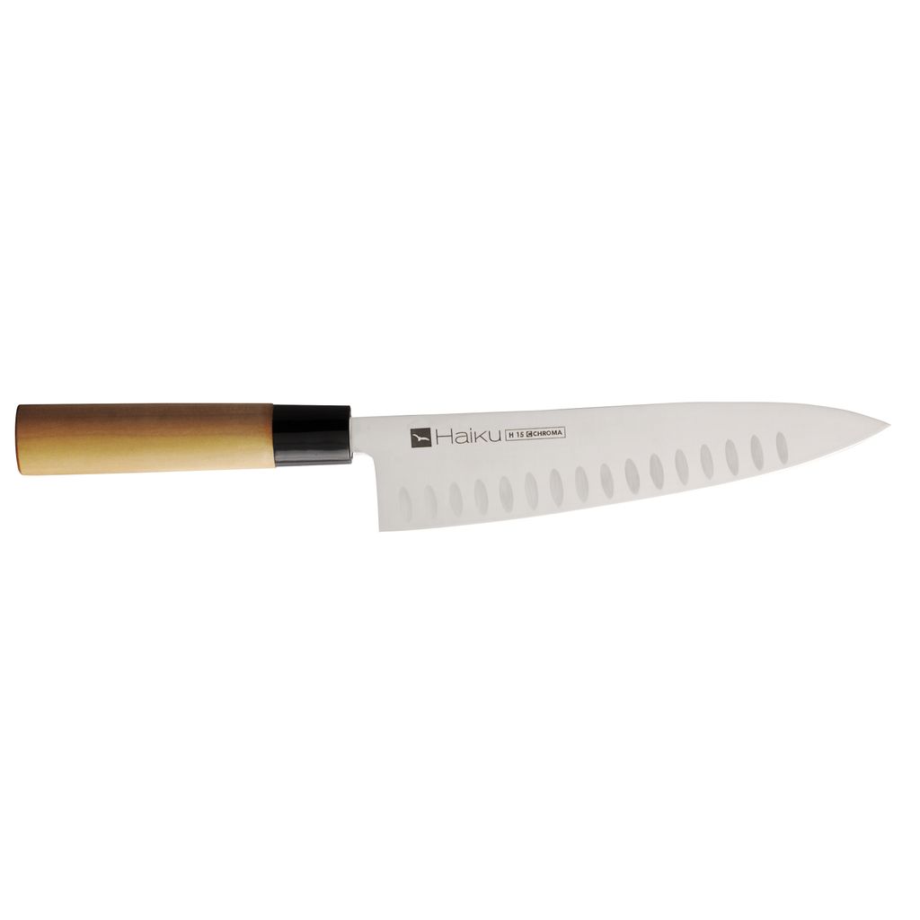 Couteau de chef éminceur alvéolé 20 cm Haiku - Visuel 0