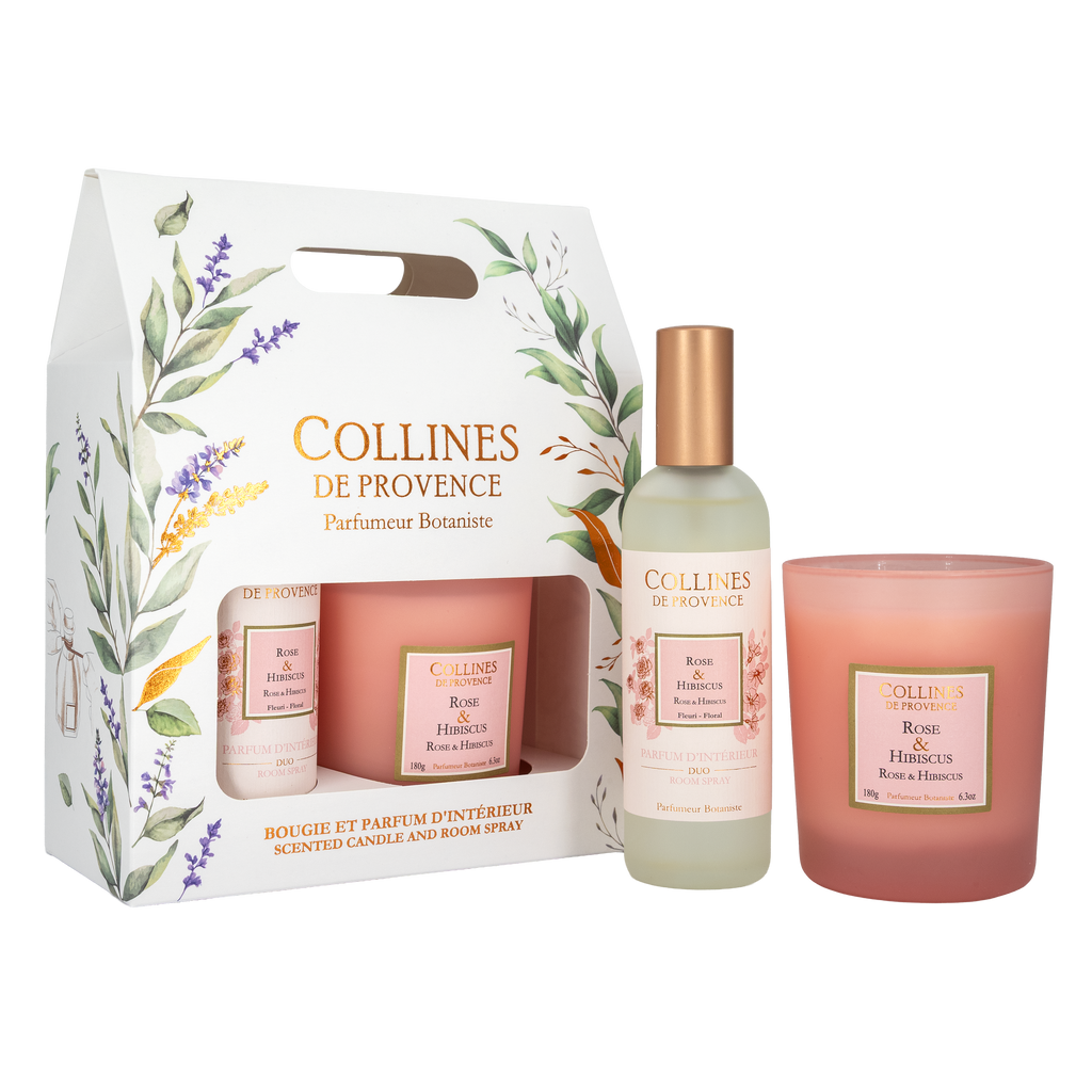 Coffret Bougie 180g + PI Rose & Hibiscus Duos Parfumés - Visuel 0