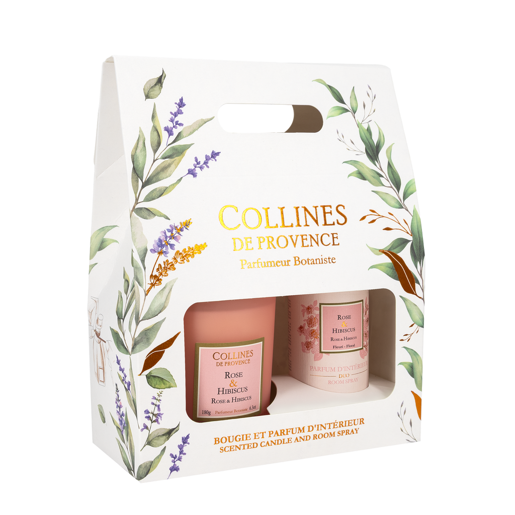 Coffret Bougie 180g + PI Rose & Hibiscus Duos Parfumés - Visuel 1