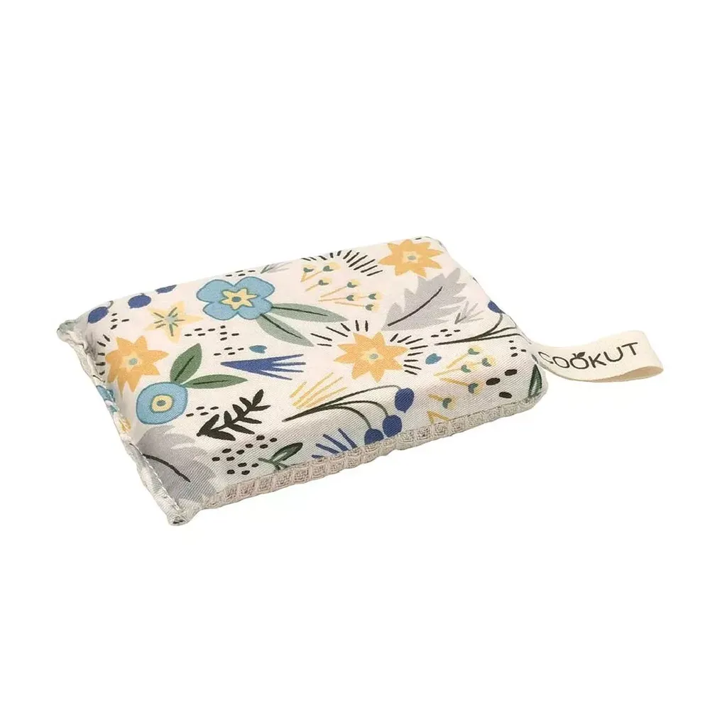 Set de 2 éponges écologiques lavables fleurs bleues - Visuel 3