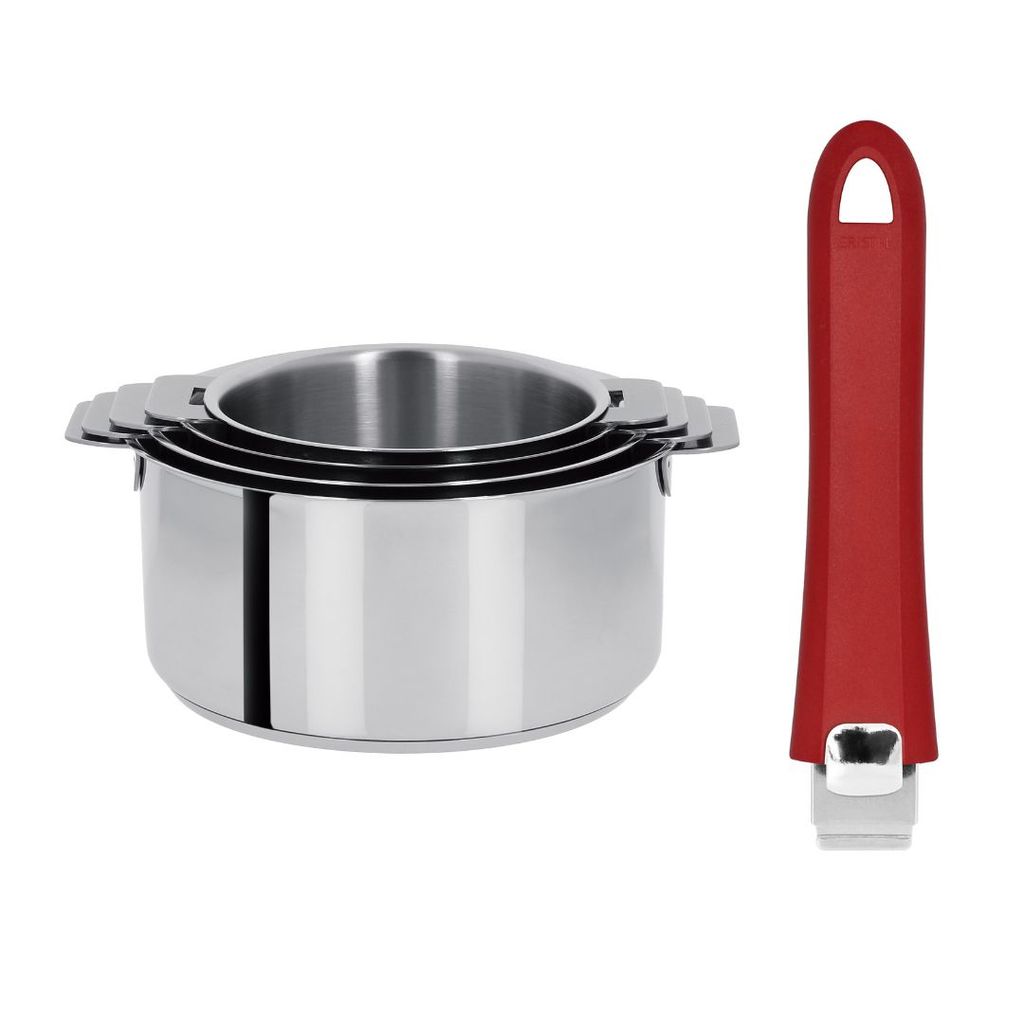 3 casseroles amovibles Mutine + Poignée Mutine Evolution 2.0 Framboise - Visuel 0